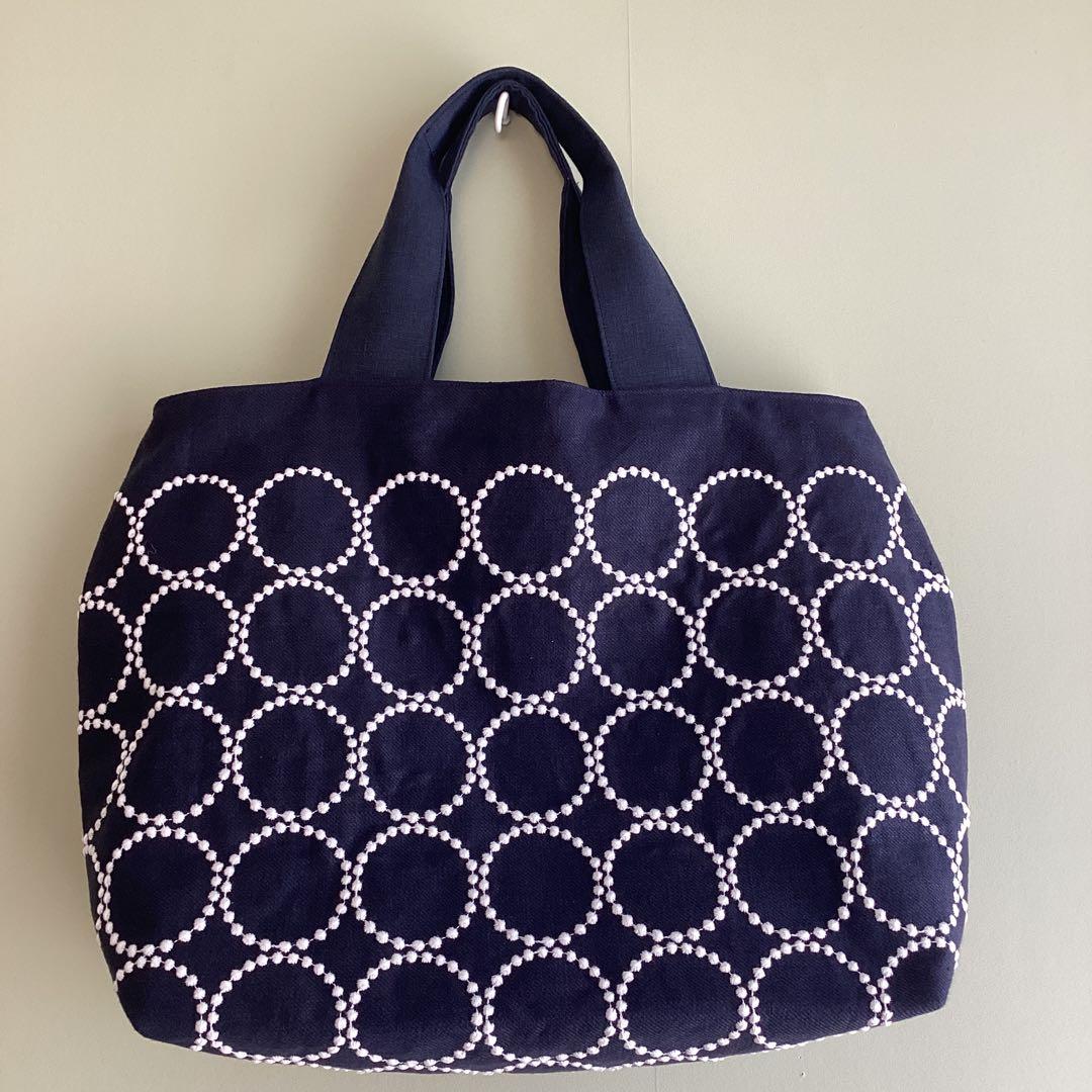 ミナペルホネン　タンバリンネイビートートバッグ　ハンドメイド