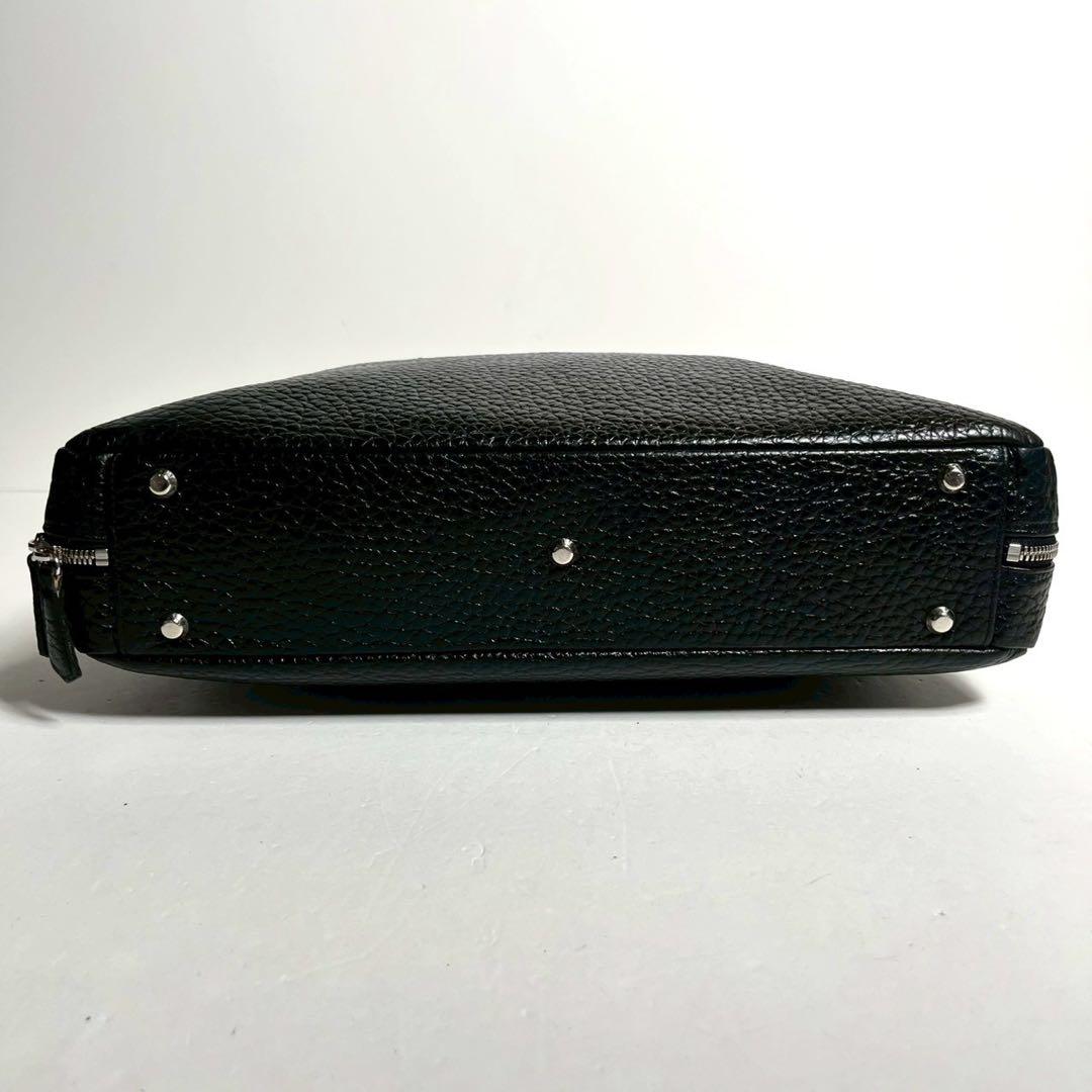 【極上美品・使用感少ない✨】hinn エンボスレザー ビジネスバッグ 黒