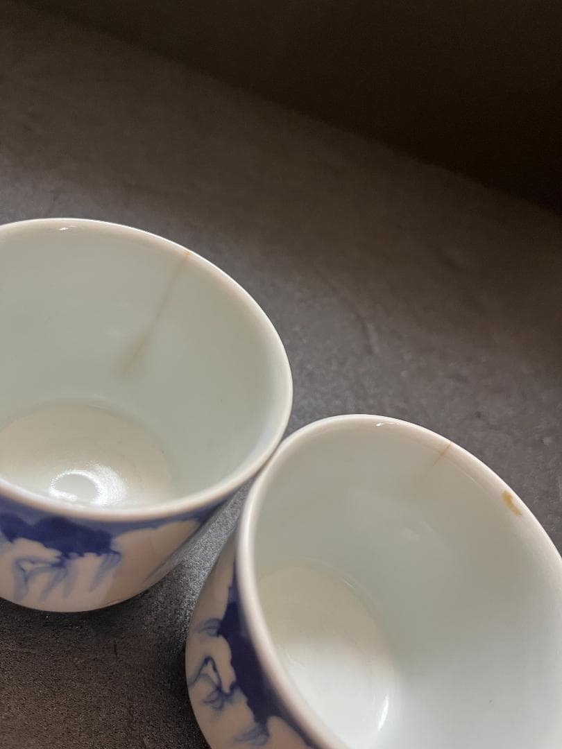 古伊万里　染付　柳絵　蕎麦猪口　湯呑　６客