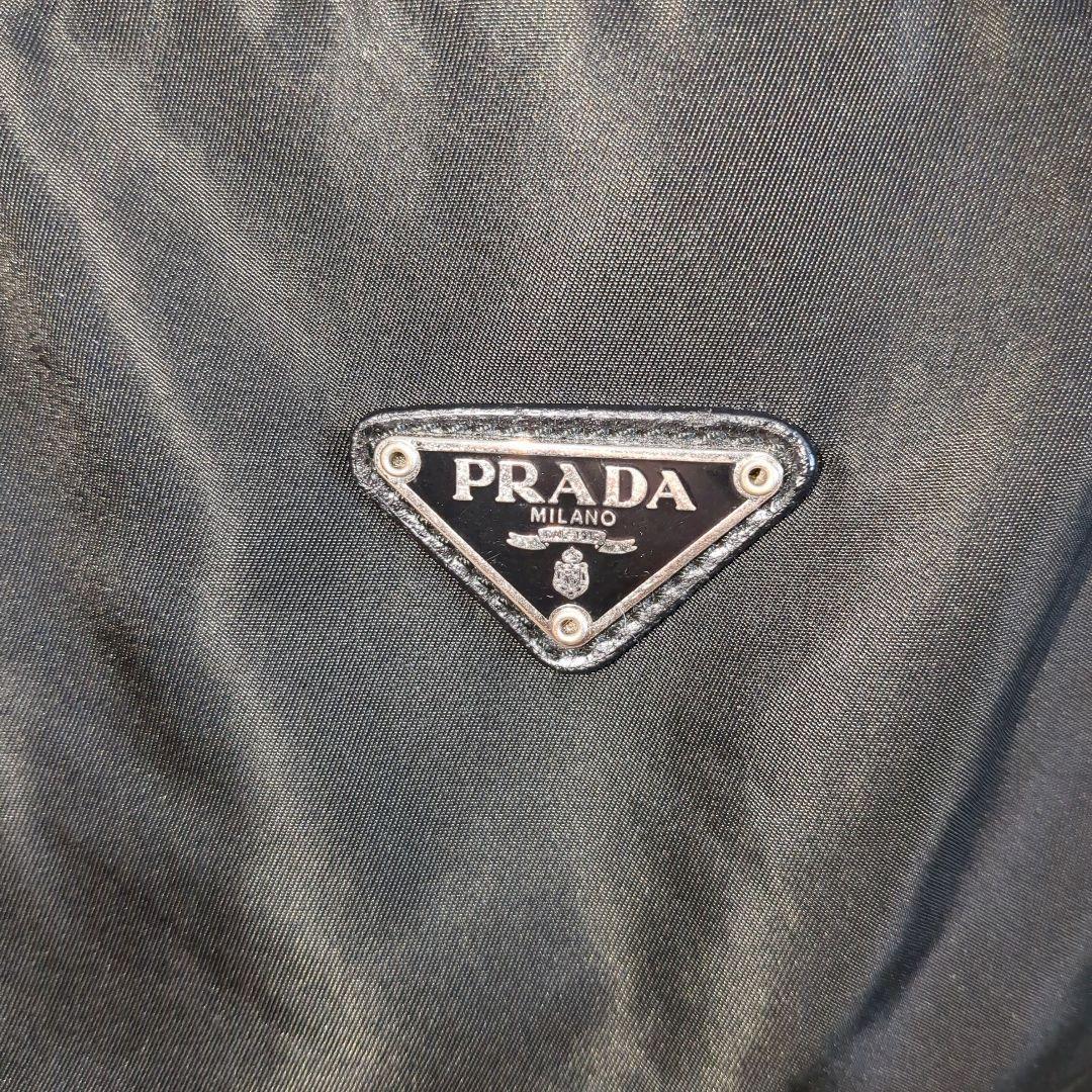大容量 PRADA ボストンバッグ ブラック 三角ロゴ レザー ナイロン