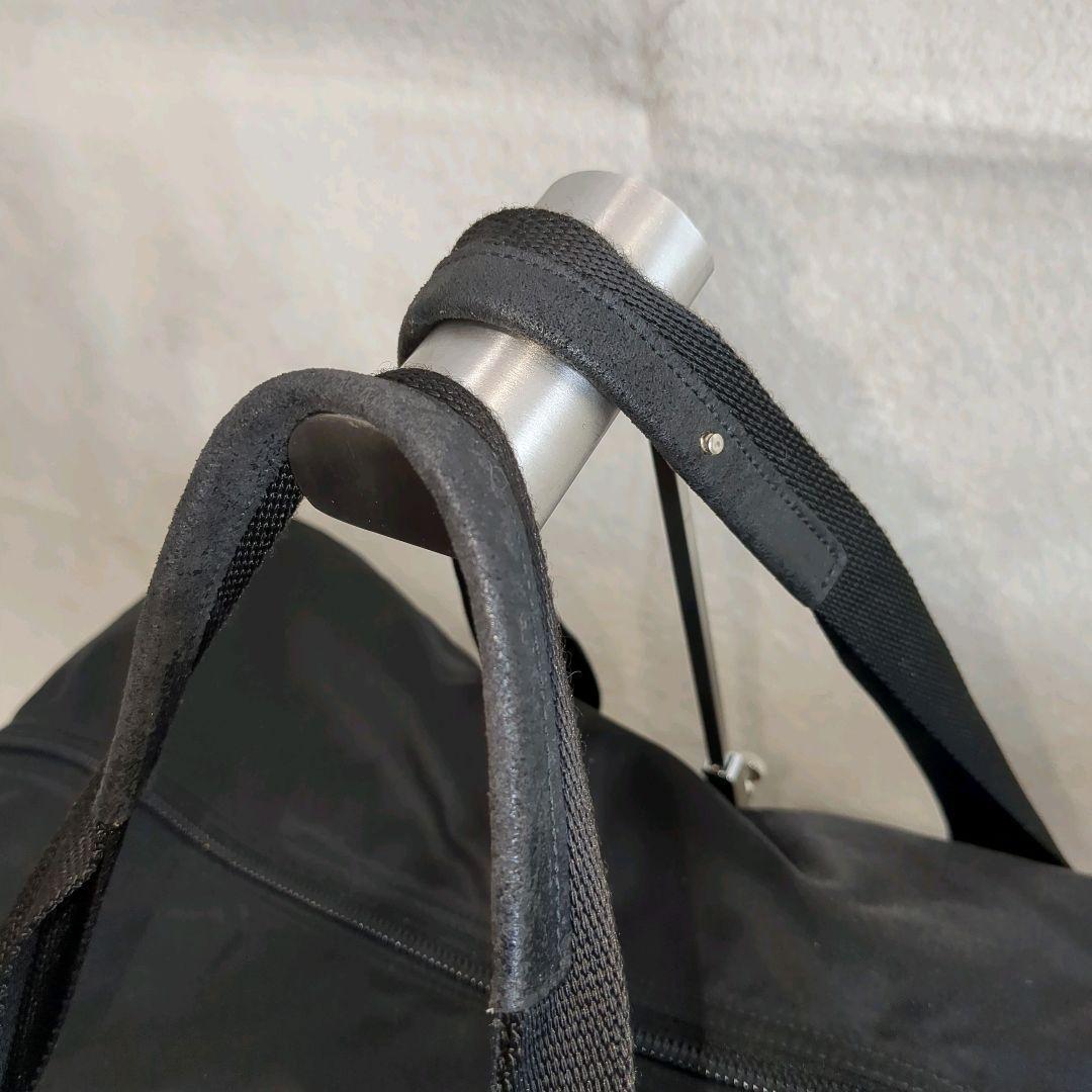 大容量 PRADA ボストンバッグ ブラック 三角ロゴ レザー ナイロン