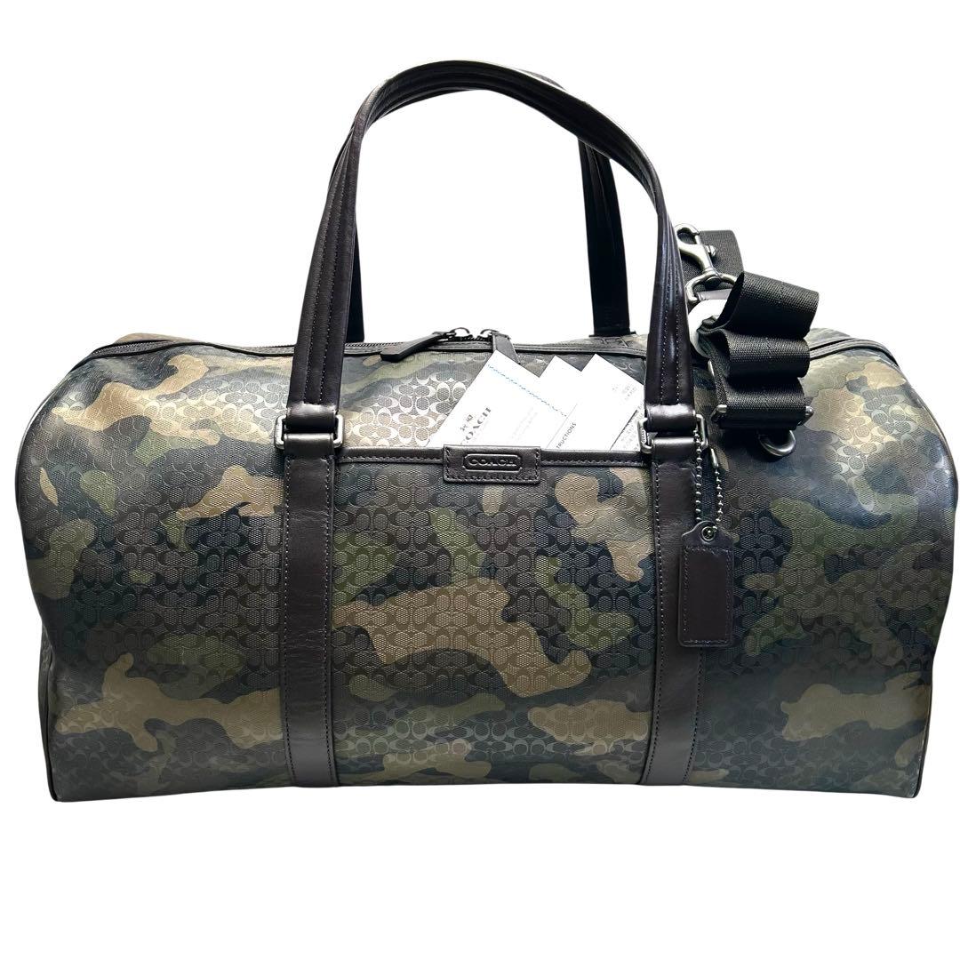 極美品 COACH コーチ　ボストンバッグ　2way　シグネチャー　迷彩柄 旅行