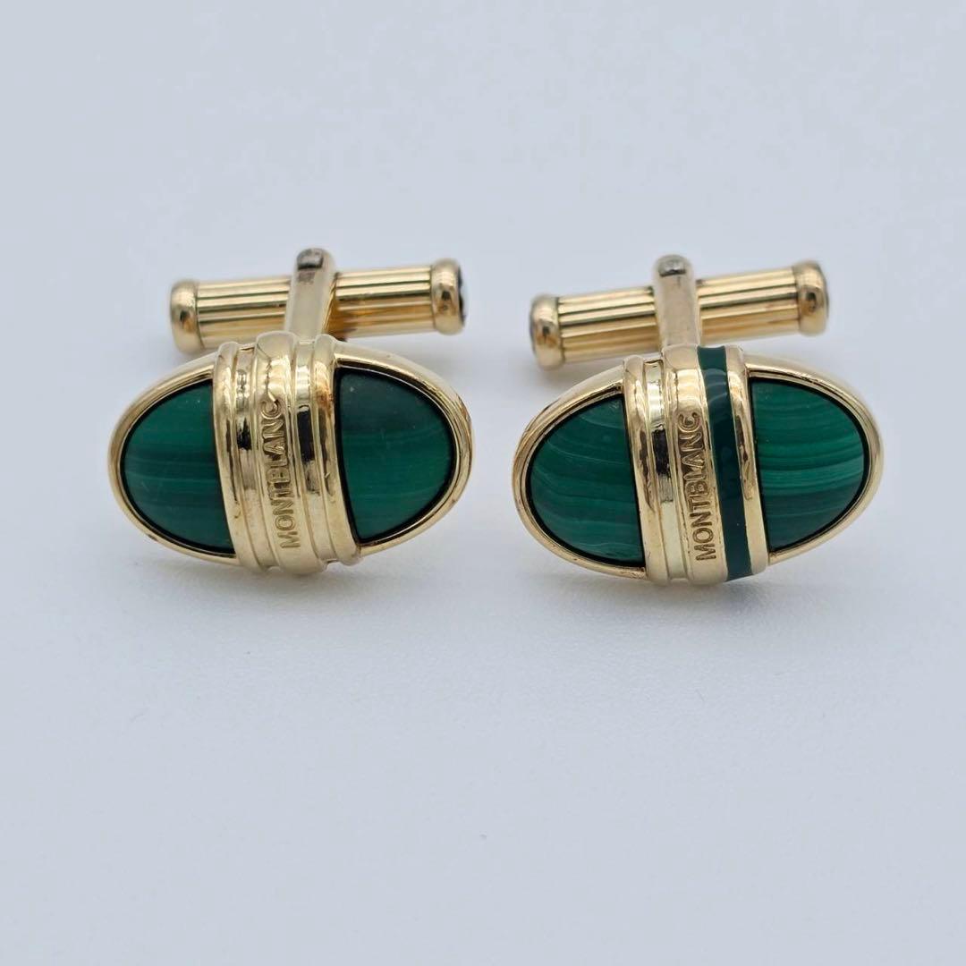 ★MONTBLANC★ カフリンクス オーバル ロゴ グリーン ゴールド