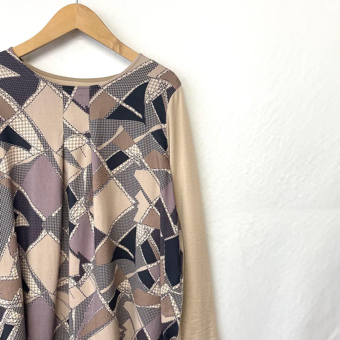 Leilian レリアン G.BINDA シルク切替 ニット チュニック