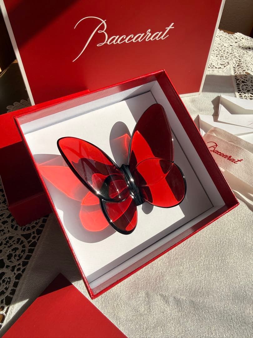 【新品・未使用】【Baccarat】【バカラ】　ラッキーバタフライ　レッド