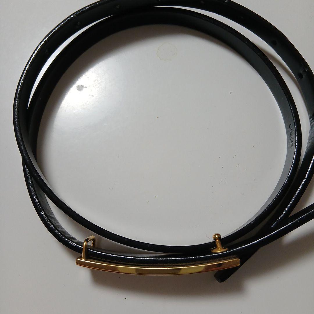 BVLGARI ブラックレザーベルト ゴールドバックル