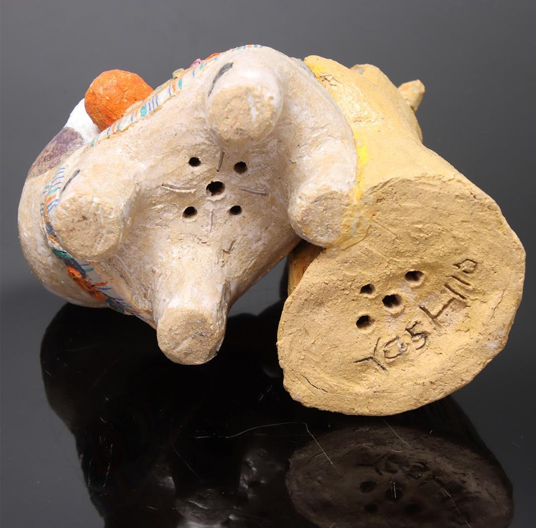 林義雄 作『犬張子と子供』箱無 童塑 陶人形 ＹＯＳＨＩＯ Ｈ 童画家 絵本画家