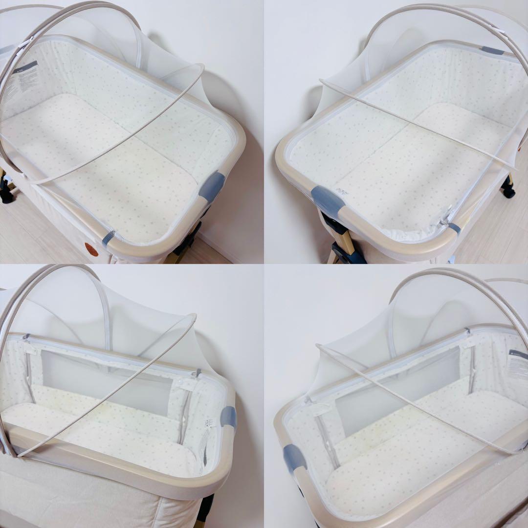 【美品】HZDMJ ベビーベッド　ベージュ　折り畳み 添い寝　ベッド