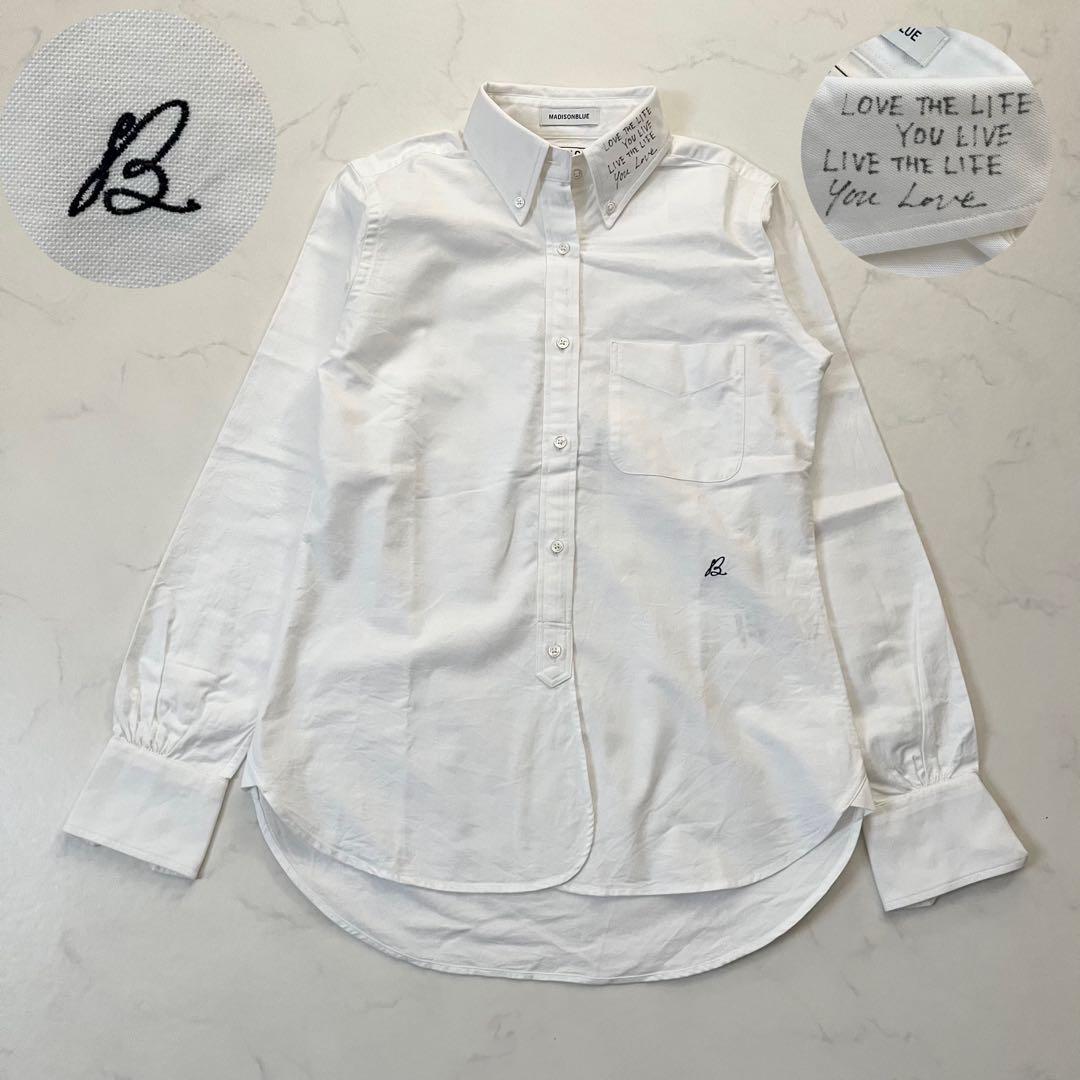 美品　希少サイズ　マディソンブルー　メッセージシャツ　ボタンダウン　02サイズ