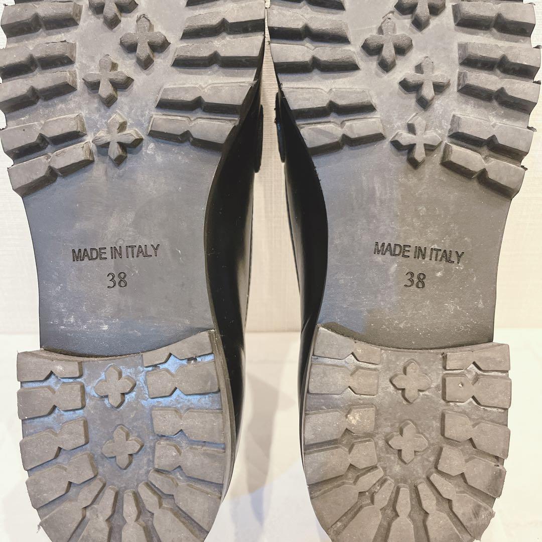 Luca Grossi ルカ グロッシ ローファー レザー 黒 38 イタリア製