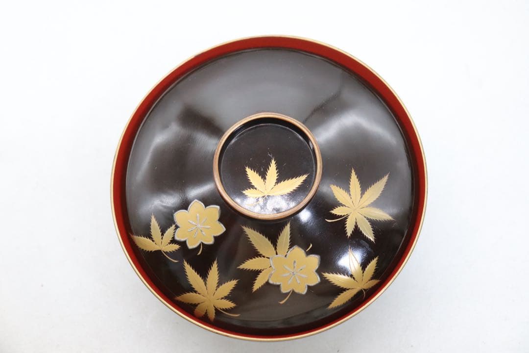 寛政11年　輪島塗　蒔絵紅葉紋お椀10個　木製　古民具　送料込み260131