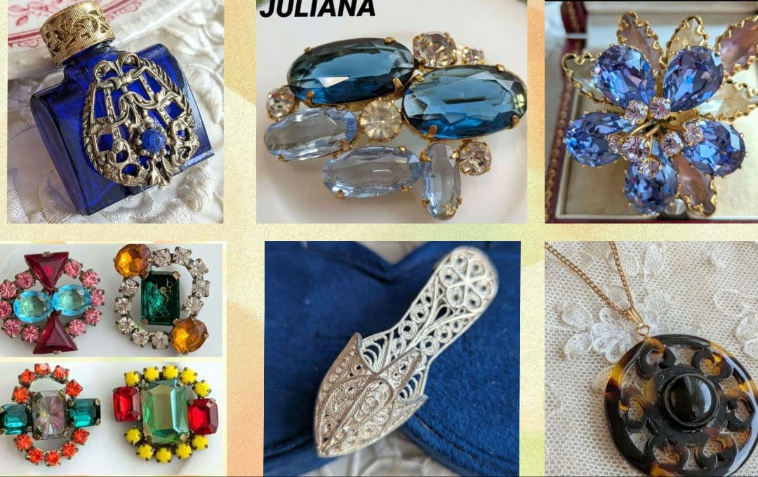 チェコ 香水瓶 コバルトブルーが綺麗 ボヘミアンガラスと他4点と2セット