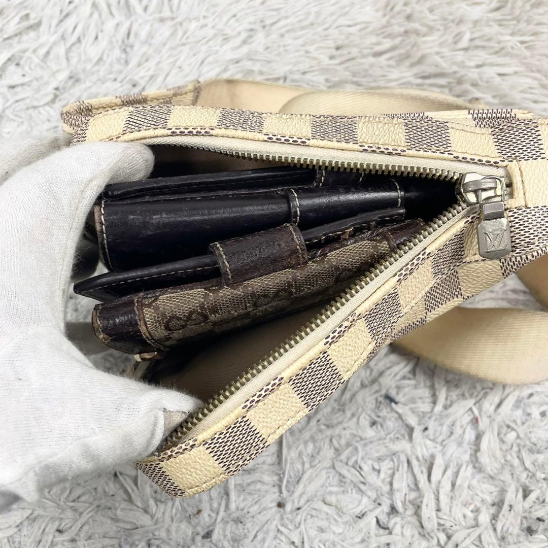 美品 ルイヴィトン PVC ウエストバッグ ダミエ アズール ファスナー 白