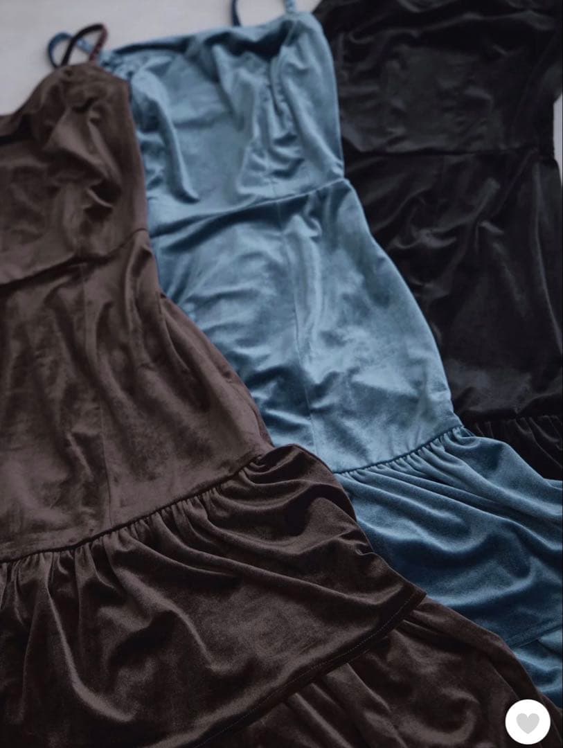 オーバーイー　ベロアキャミティアードワンピース　ブラウン96