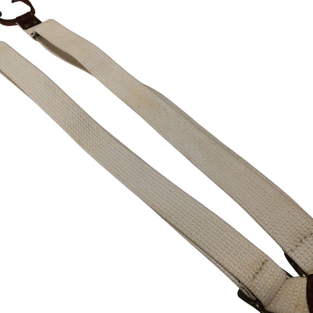 Unknown クラシック レザー×キャンバス ブレイシーズ サスペンダー
