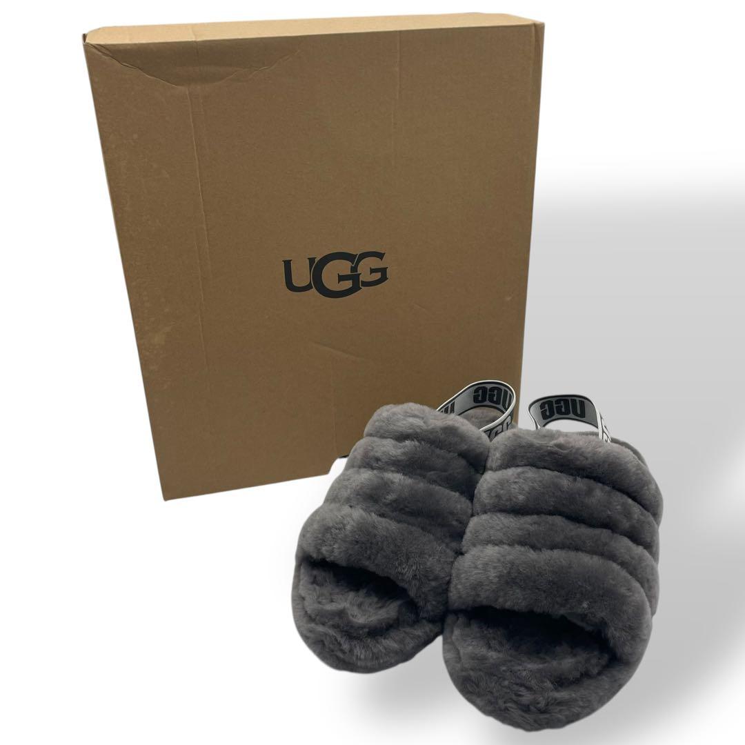 未使用級　アグ　FLUFF YEAH BLING ムートン　サンダル　グレー