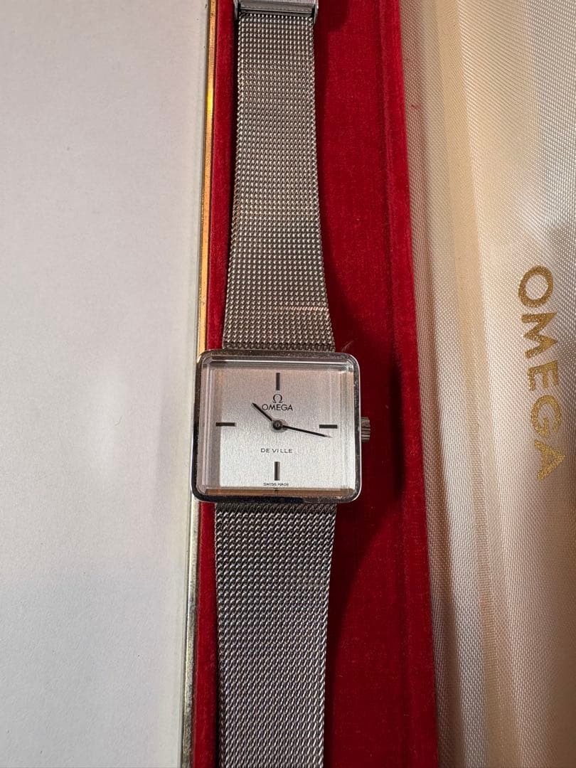 OMEGA DE VILLE スクエア型 手巻き式時計 シルバー　メッシュ