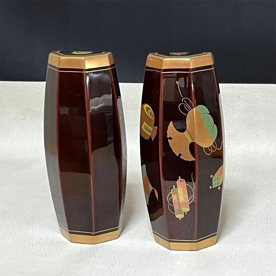 中村宗悦 溜塗 宝尽 蒔絵 ぶりぶり香合 共箱 香合 茶道具 【k3474】