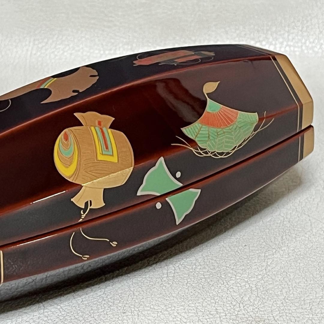 中村宗悦 溜塗 宝尽 蒔絵 ぶりぶり香合 共箱 香合 茶道具 【k3474】