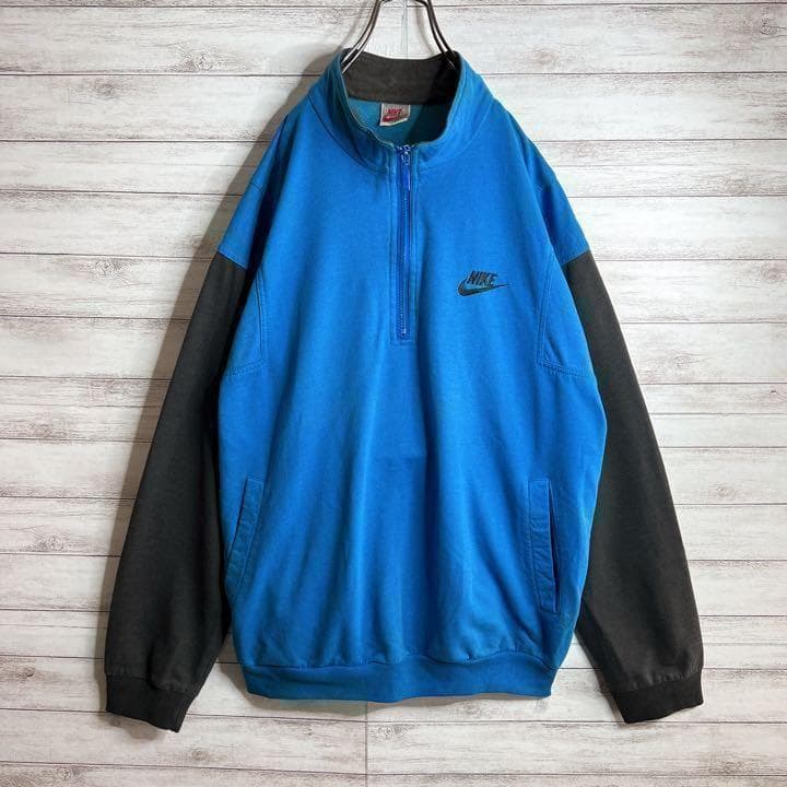 【入手困難!!】ナイキ ✈︎刺繍 ハーフジップ ゆるだぼ 銀タグ 裏起毛