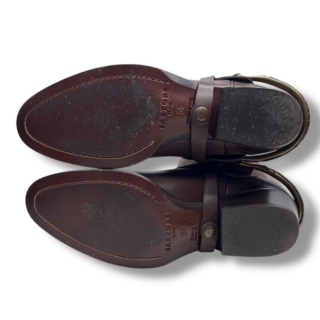 極美品■SARTORE【23.0】ハーネスブーツ レザー スエード ブラウン 茶