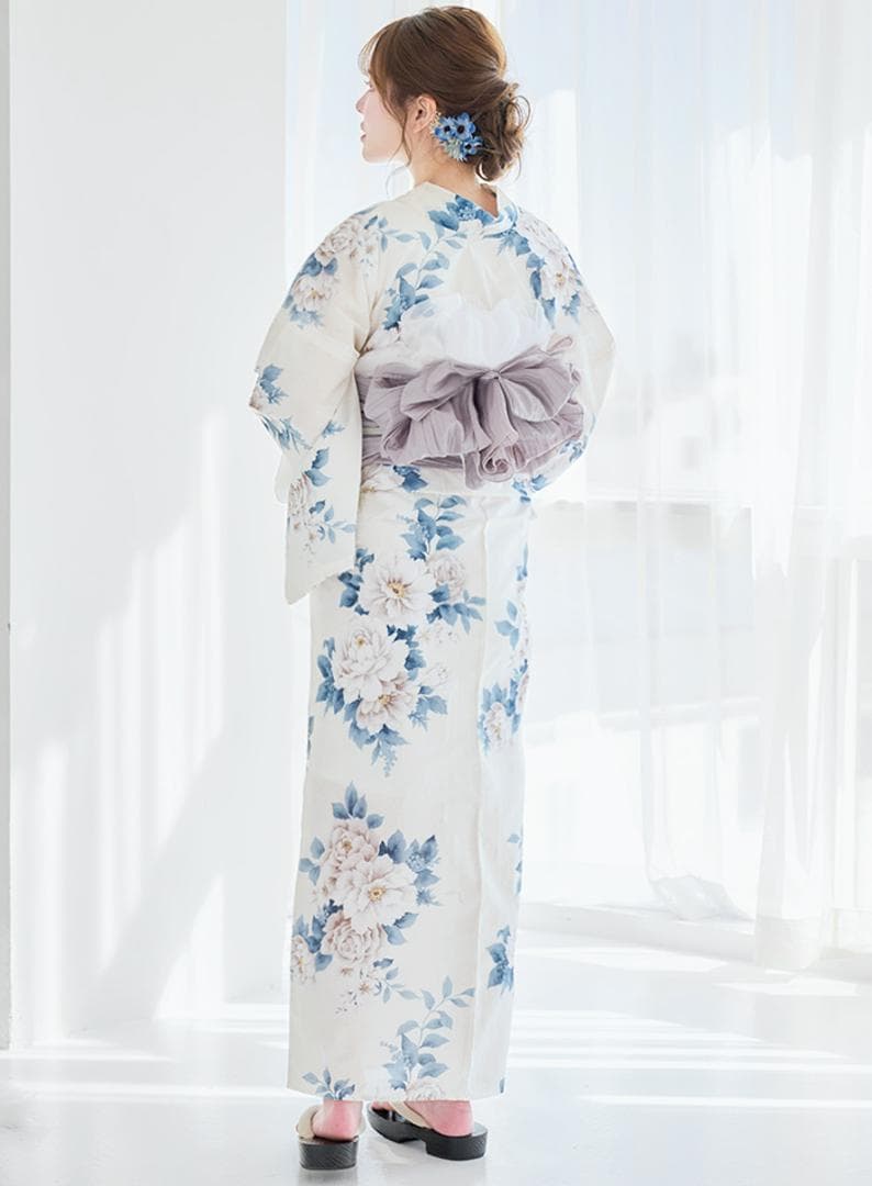 【帯ネイビーに変更】新品 浴衣 セット 大人 水色 白 Y5-3