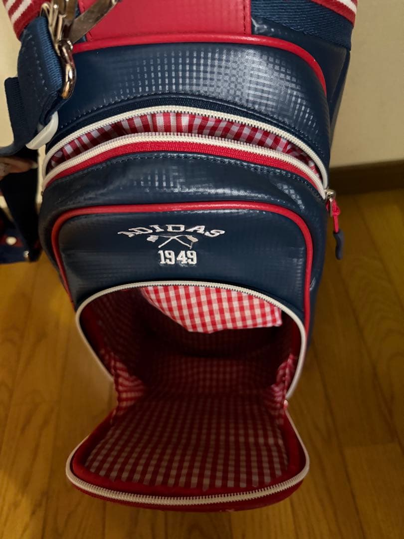 【adidas】キャディバッグ ゴルフバッグ ネイビー×レッド