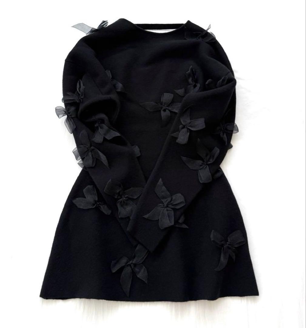 定価約13万円 一瞬で売り切れた MYLAN カシミヤ混ニットドレス リボン付