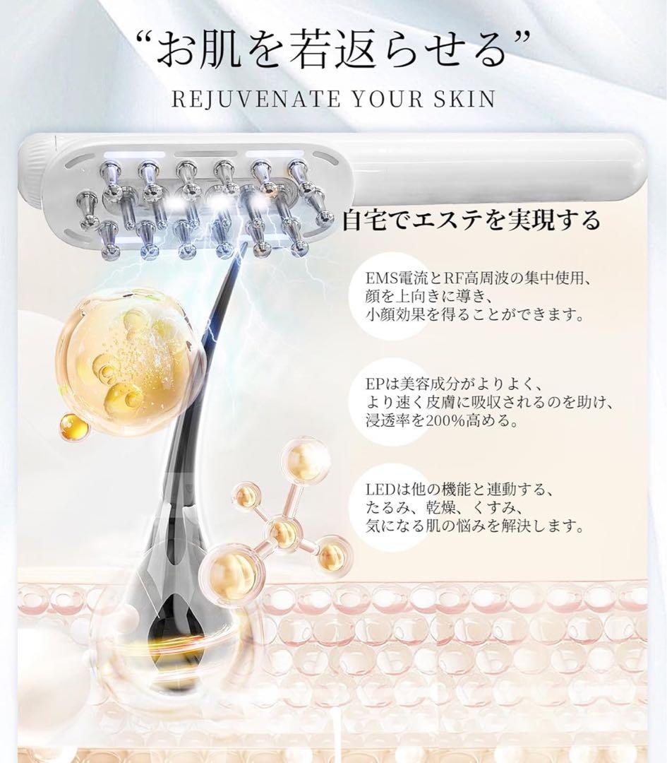 【未開封】血行促進 若返り 美顔器 EMSスカルプブラシ USB充電 LED