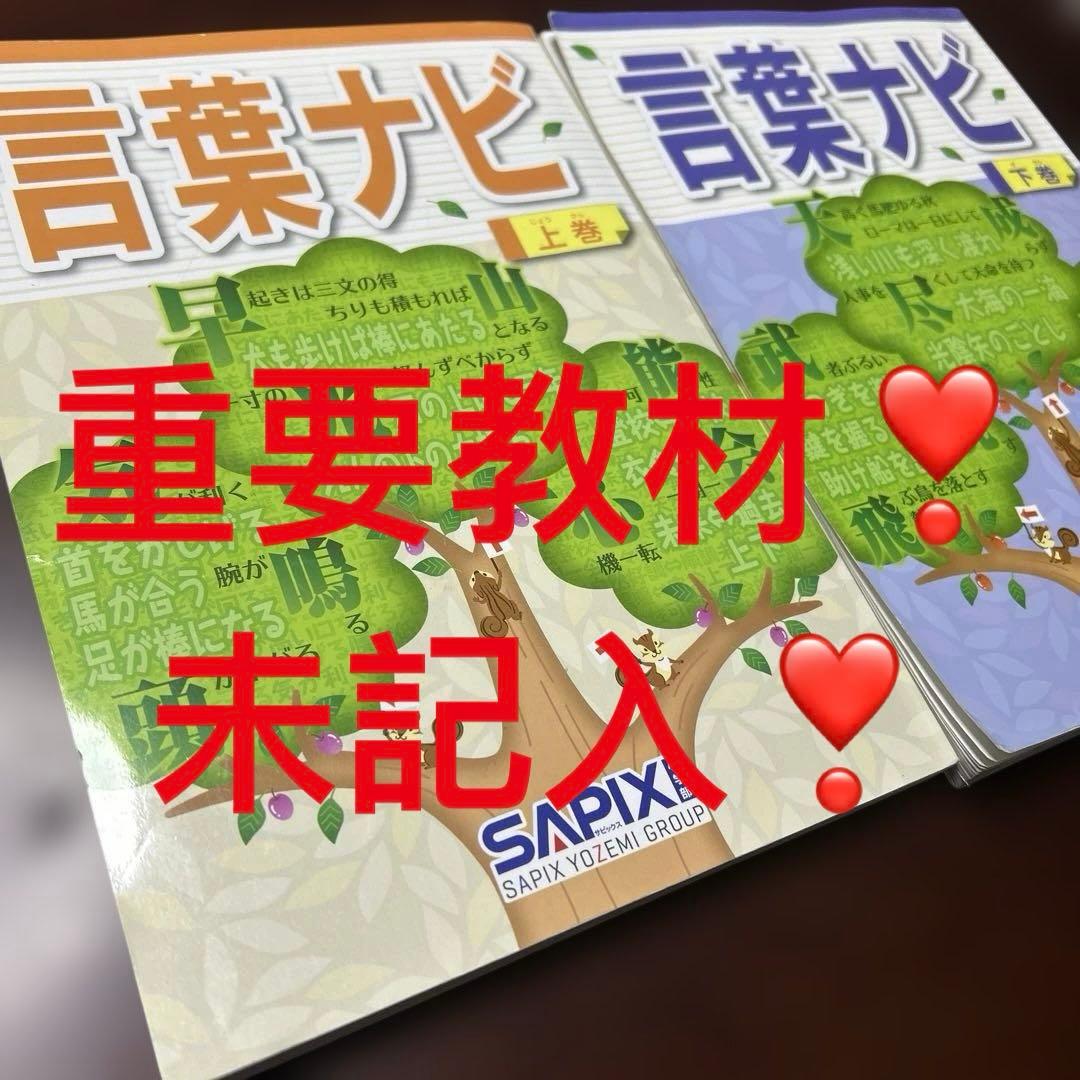 23-20か　重要教材　サピックス　SAPIX 言葉ナビ 上巻・下巻　未記入❣️