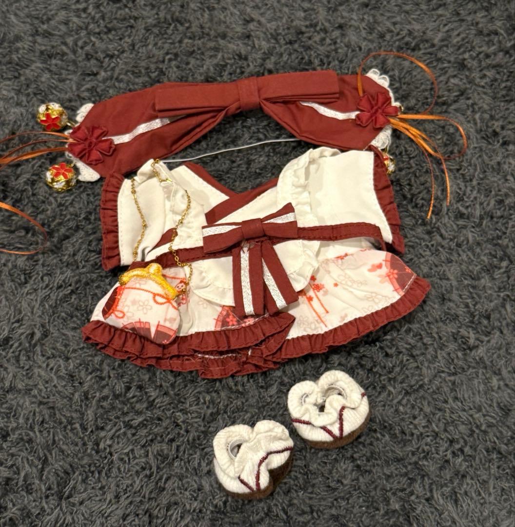 20cm完売レア限定和服リボンメイド風着せ替えぬいぐるみ服セット♪