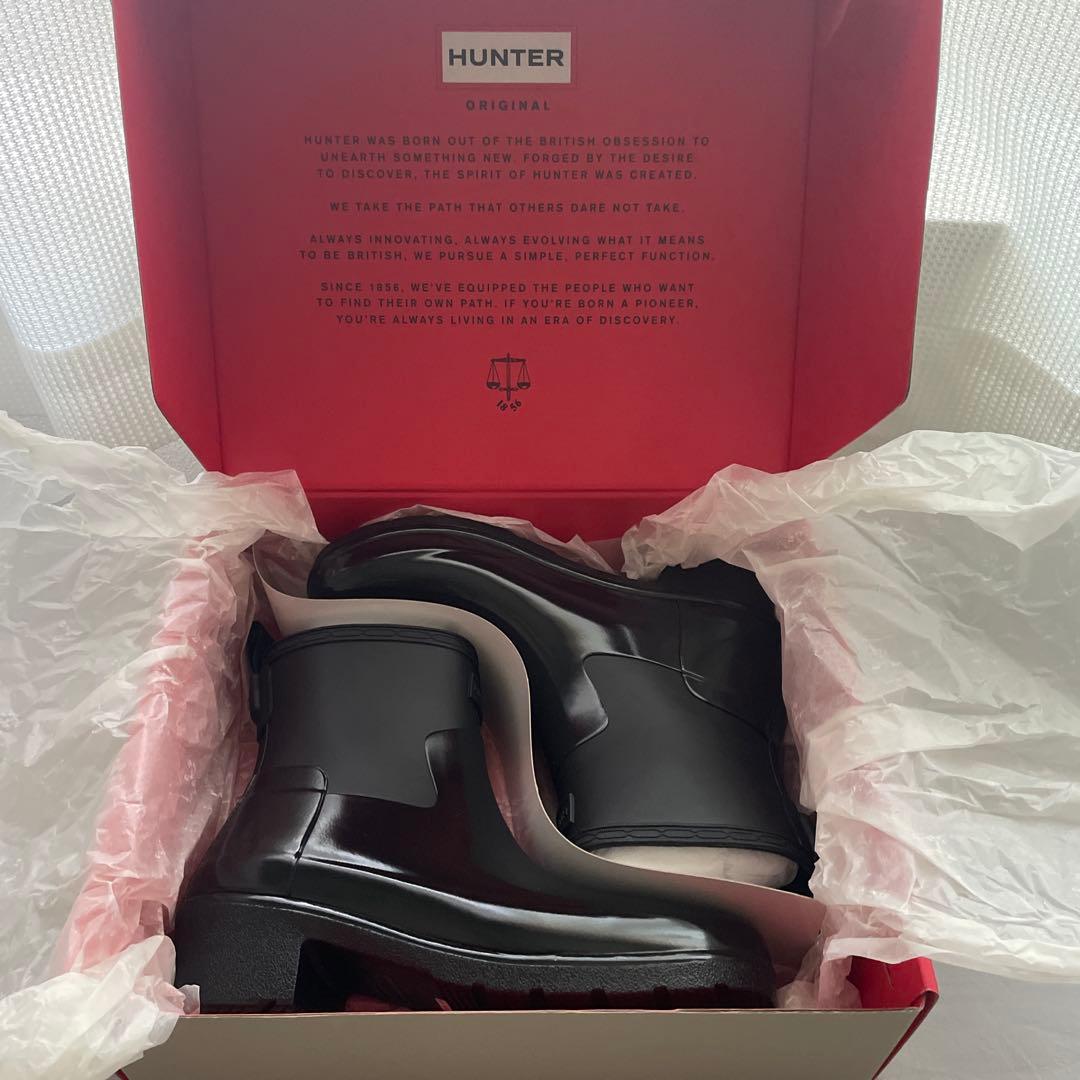 HUNTER ブラック バイカーグロス レインブーツ UK5 未使用品