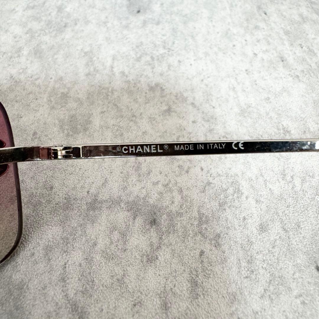 CHANEL シャネル サングラス リムレス ココマーク ラインストーン ピンク