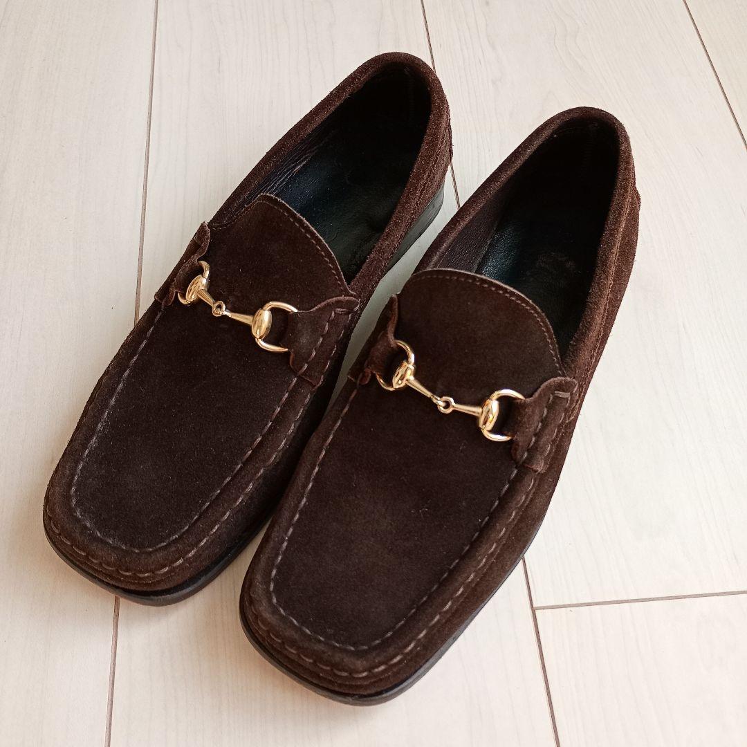 GUCCI　ホースビット　ローファー　スエード　ローカット　ブラウン　23cm