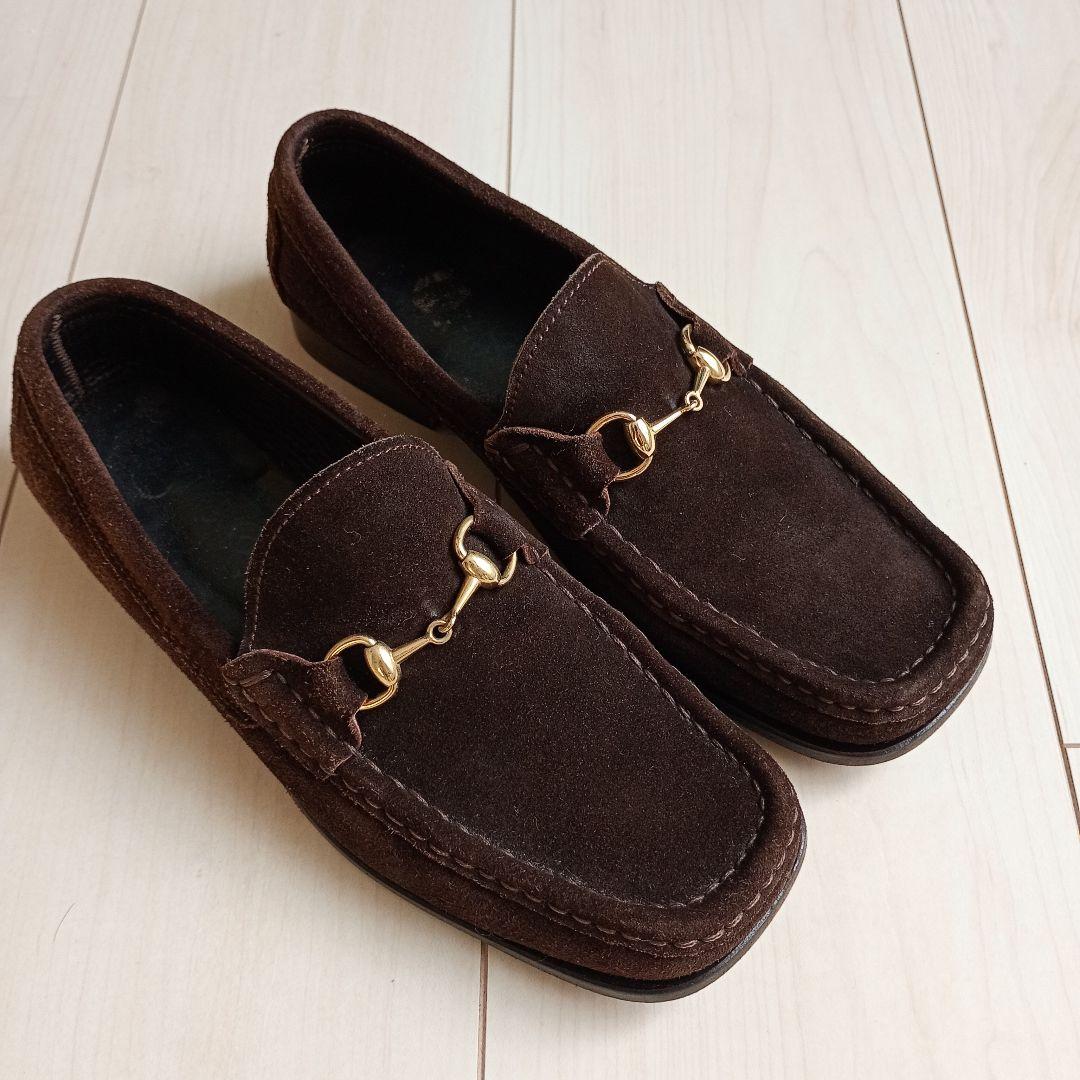 GUCCI　ホースビット　ローファー　スエード　ローカット　ブラウン　23cm
