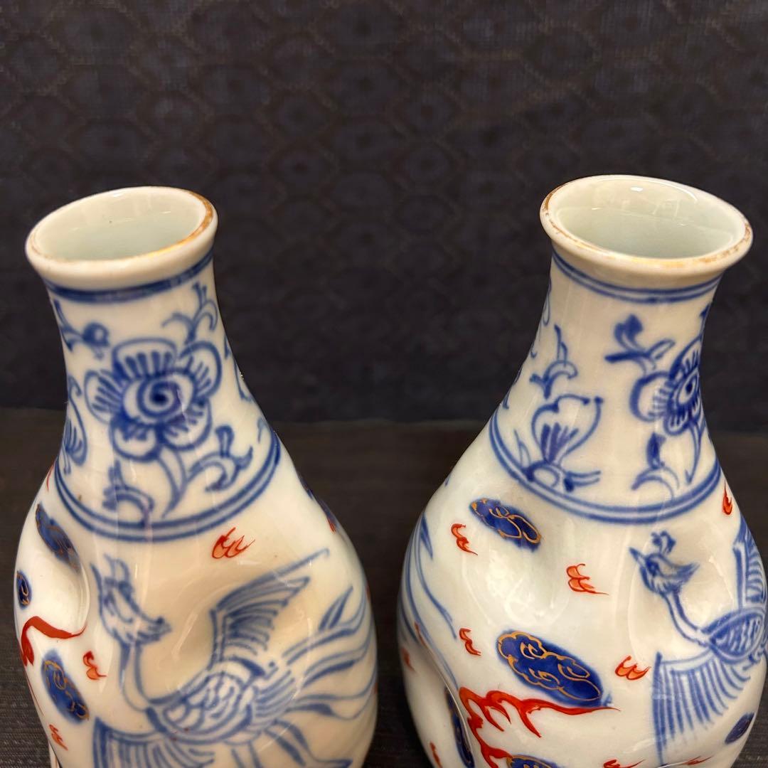 珍品　幕末〜明治期　鳳凰図変形徳利　無傷　本物保証