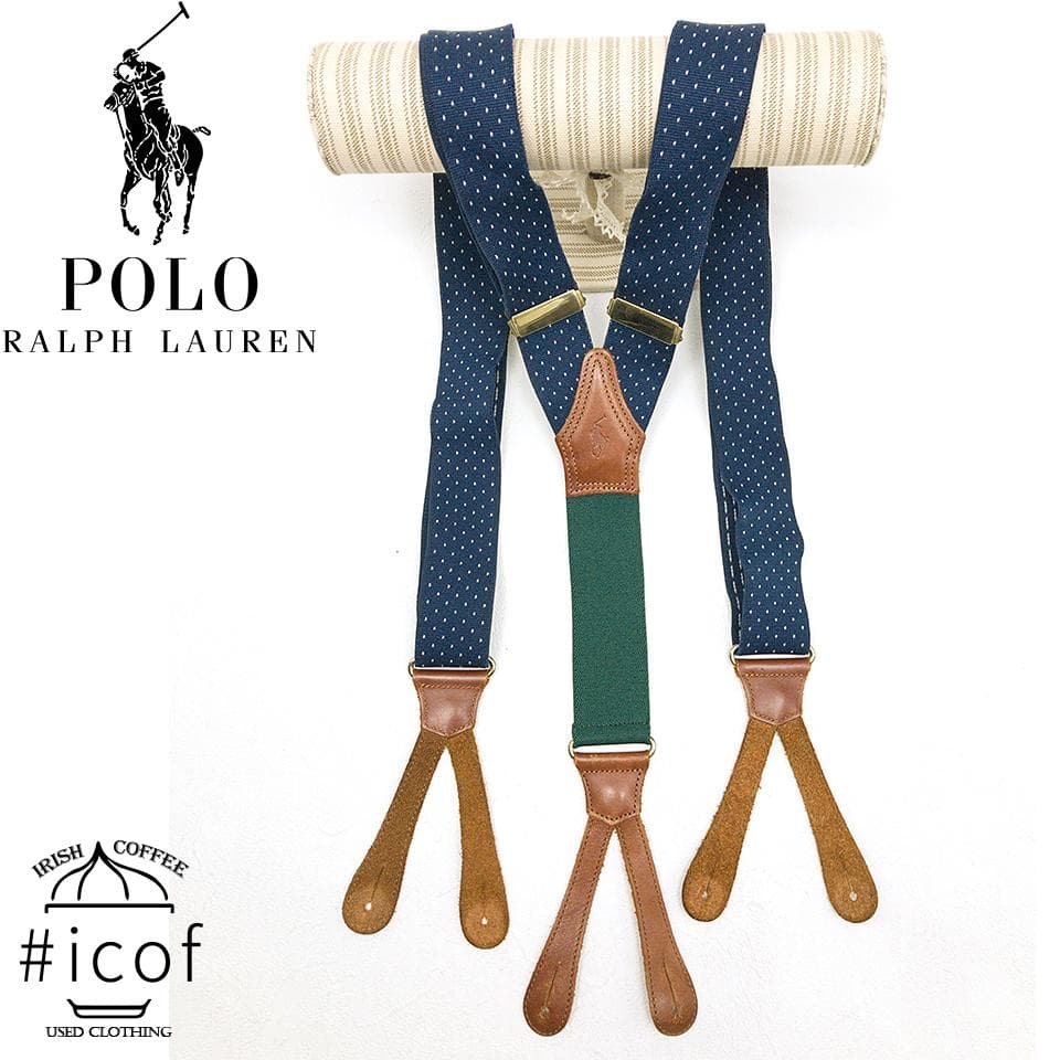 POLO by Ralph Lauren ブレイシーズ ボタン 紺 緑 a122
