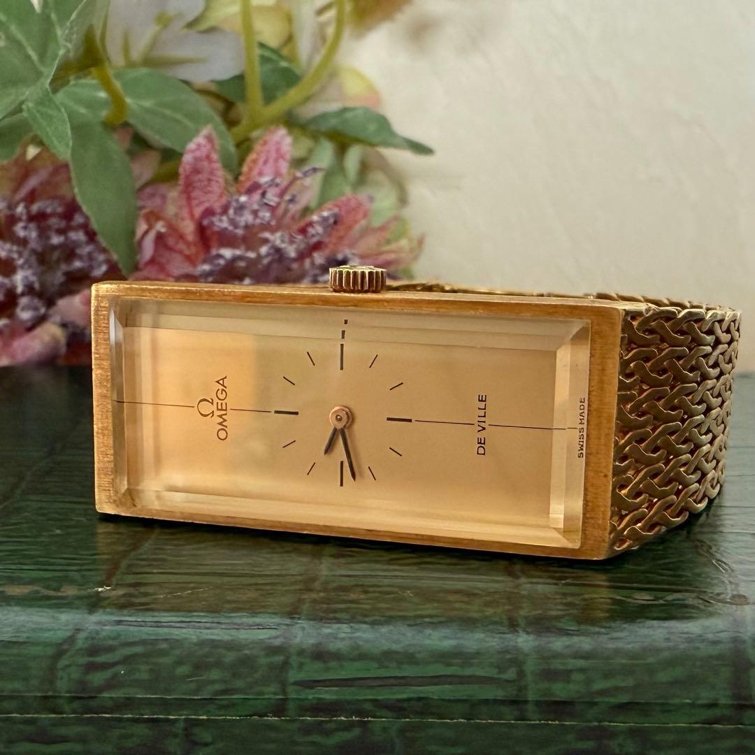 専用金無垢オメガ手巻き腕時計　750 k18 刻印あり　スタイリッシュなデザイン