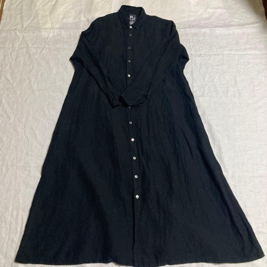 R&D.M.Co- オールドマンズテーラー 　リネン　ロングワンピース　黒系