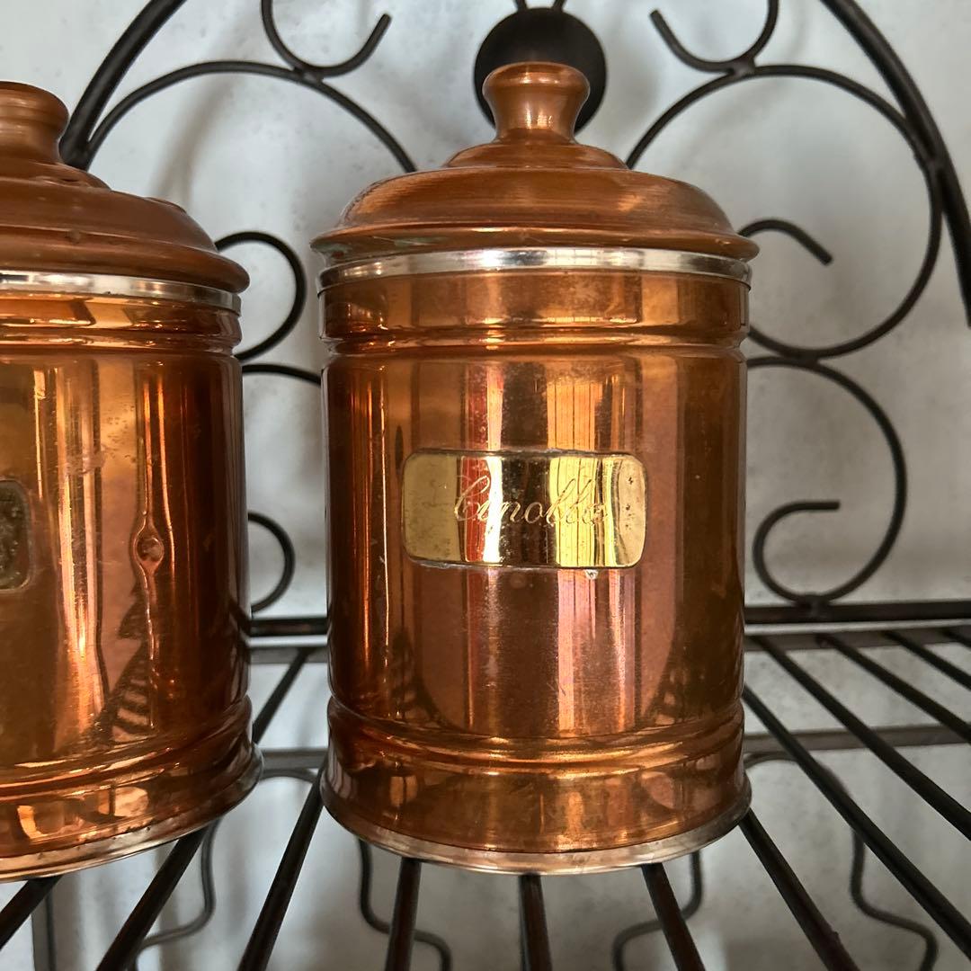 アンティーク/ 銅製キャニスター /セット/ イギリス