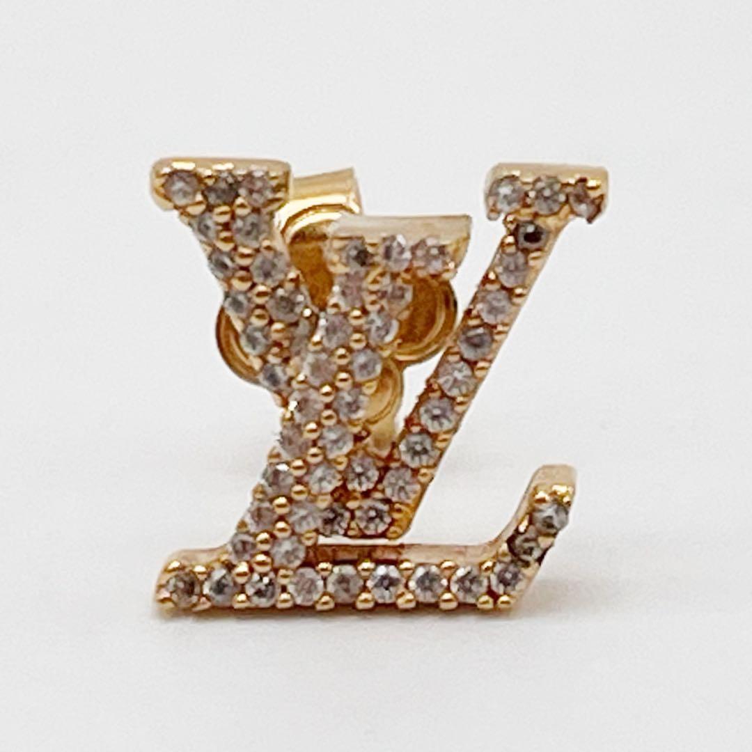 ルイヴィトン ピアス LV アイコニック ストラス メタル ゴールドカラー 片方