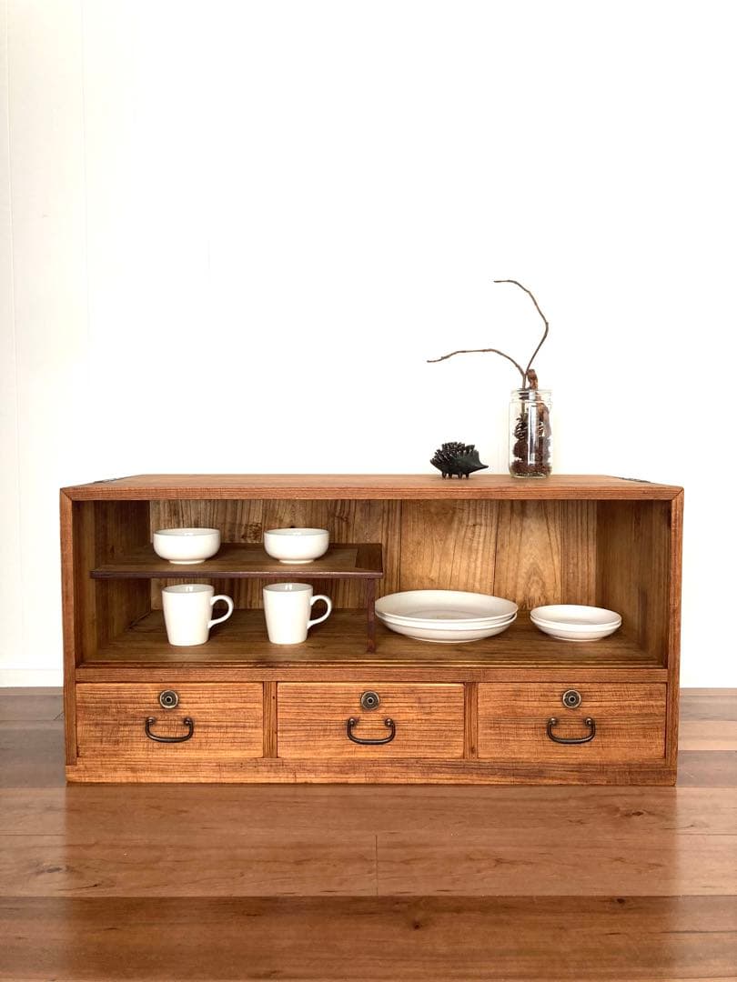 【メンテ済】アンティークの収納棚　ローボード　総桐　小物収納にも便利