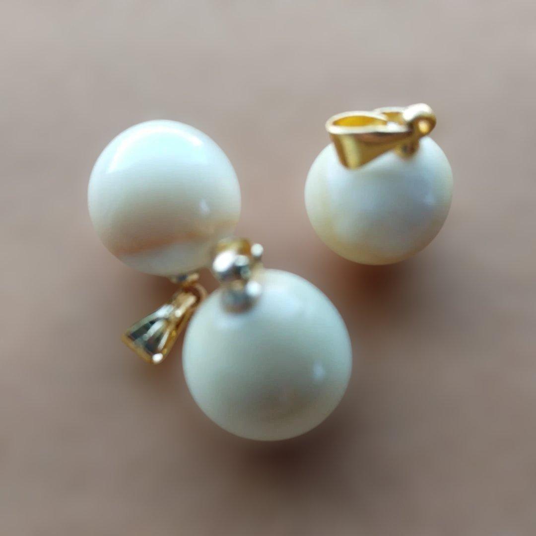 鯨歯　マッコウクジラ　牙玉ペンダントトップ　11.5㎜　10個　②