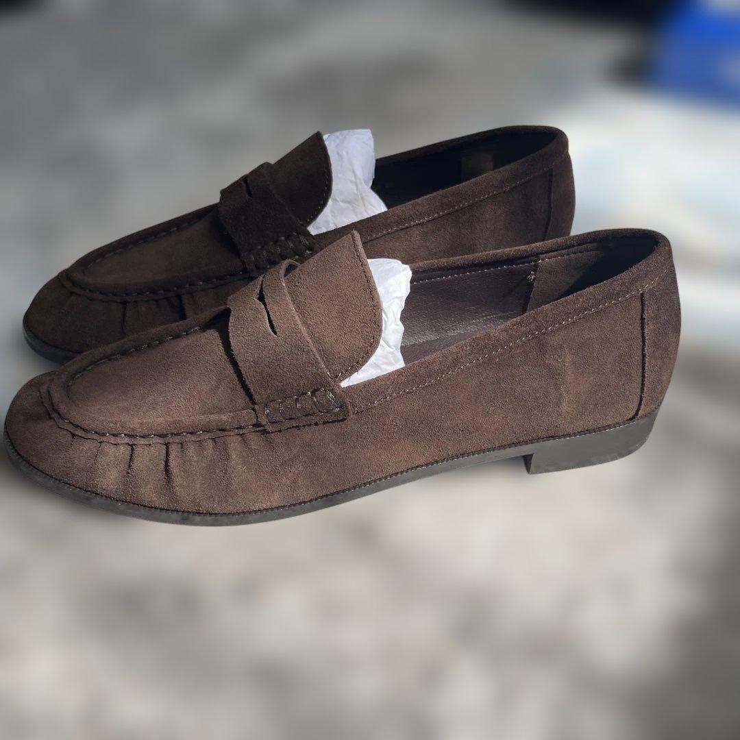 Le Talonダークブラウン スエード ローファー