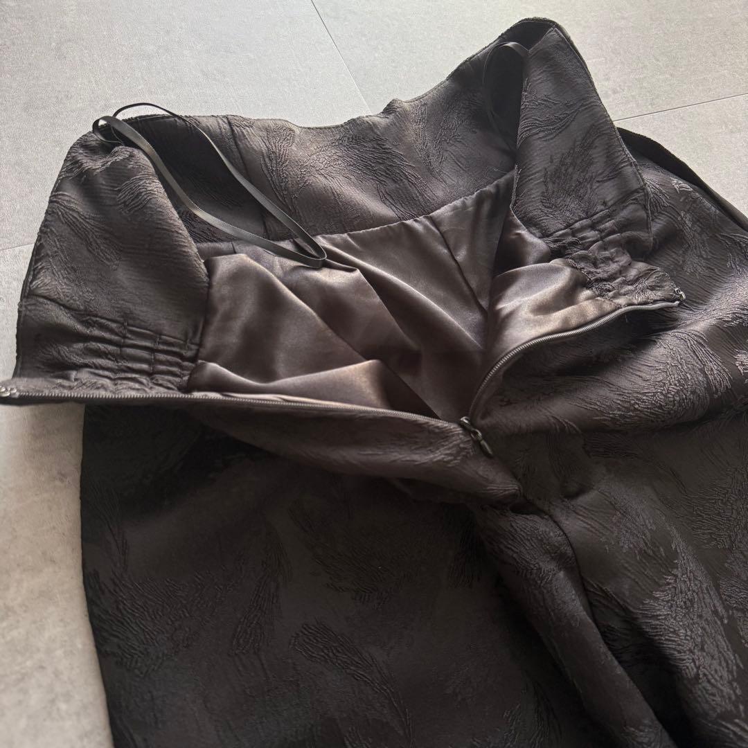 nianaフェザー柄ジャガードペプラム セットアップ パンツドレス オケージョン