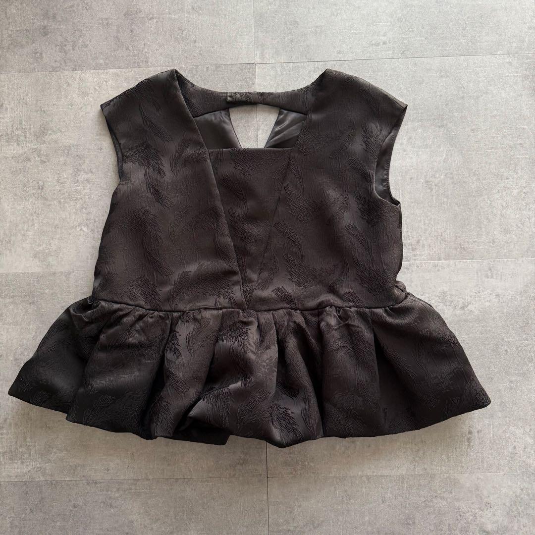 nianaフェザー柄ジャガードペプラム セットアップ パンツドレス オケージョン