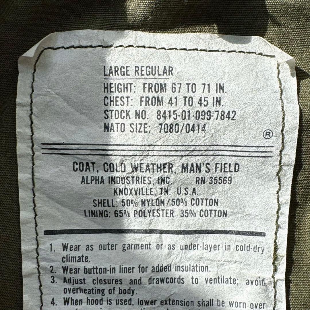 ALPHA M-65 USA製 L/R 実物同規格 COLD WEATHER