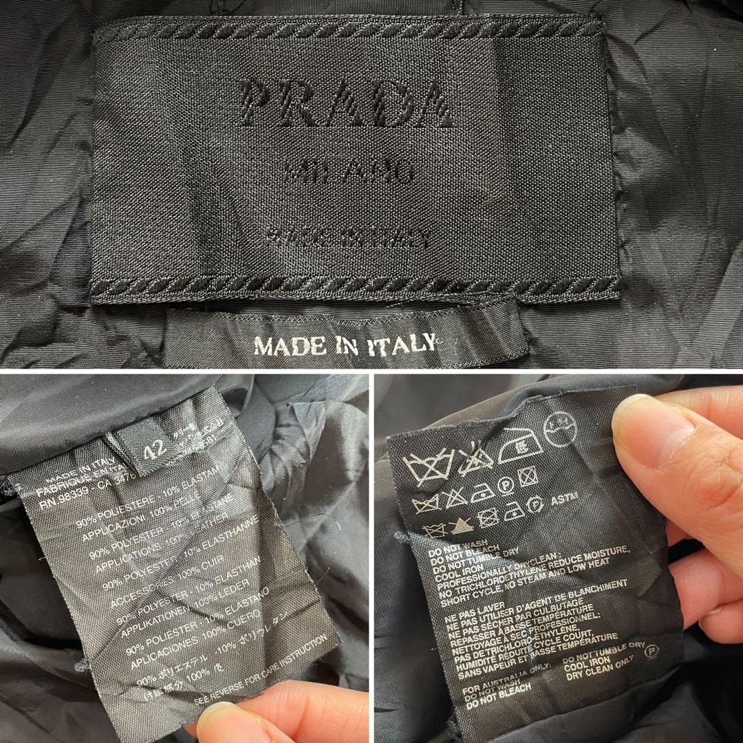 高級感✨プラダ　ブルゾン　キルティングジャケット　三角ロゴ　黒　42 XL