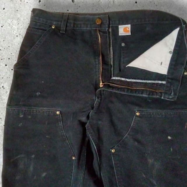 Carhartt ダブルニー BLACK USA製 ペンキ 雰囲気
