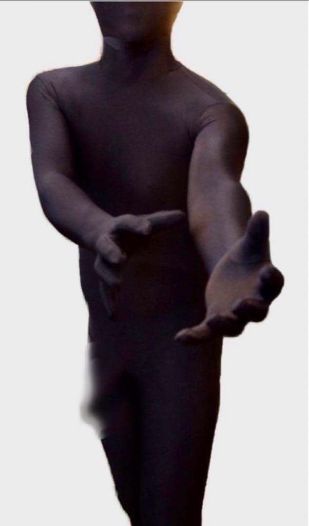 即購入OK。Mサイズ男性用光沢黒色凸仕様ゼンタイフルフェイスマスク全身タイツ